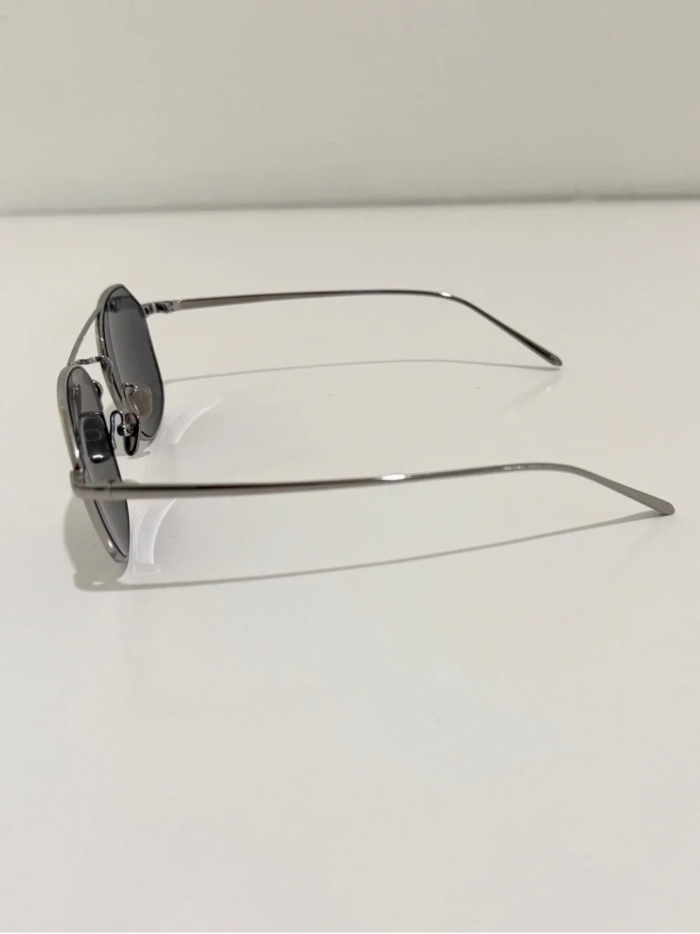 Linda Farrow Dante LFL977 Sunglasses 22K White Gold Aviator NIB Full Set